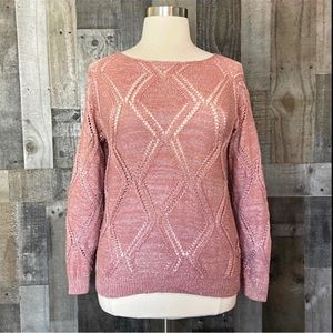 New York & Co. Sparkle Open-Knit Sweater in Pink